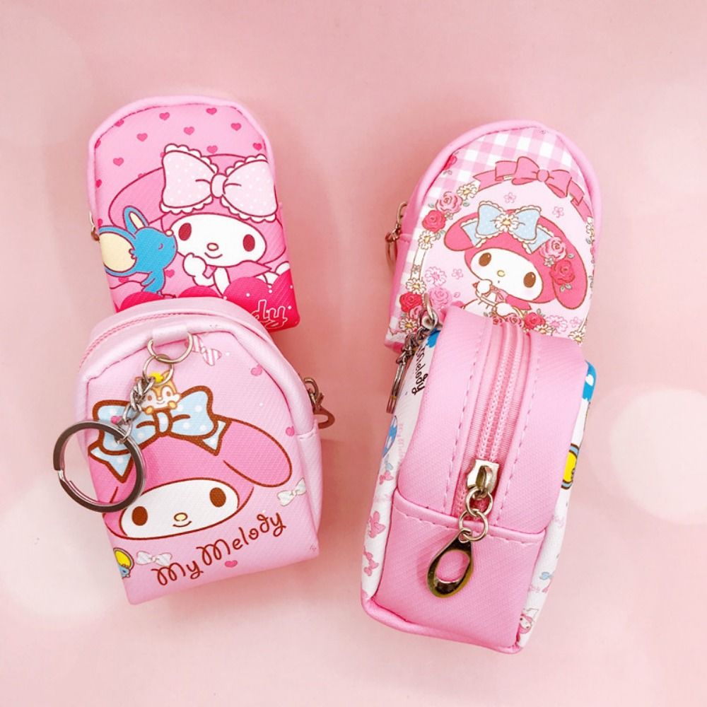 HORAC Doraemon Kuromi Ba lô ví đựng tiền xu Pompom Kuromi Túi đựng tiền xu Mini dây chuyền túi Thường ngày Ví Ba Lô Móc Khóa dây chuyền túi xách