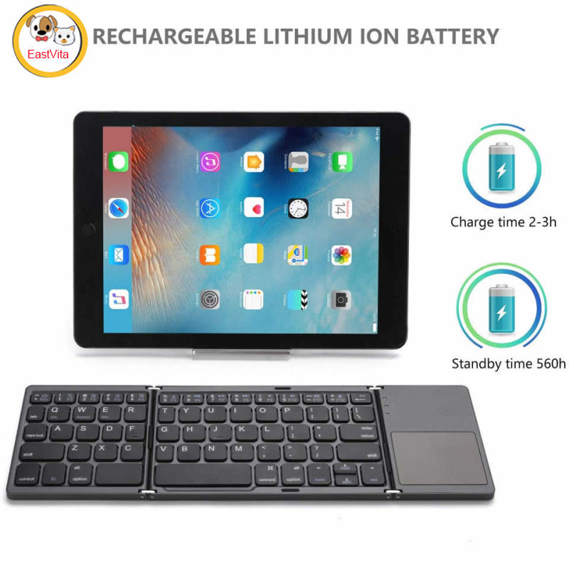 Foldable Bluetooth-compatible Keyboard Portable Mini Wireless Touchpad Keypad Compatible For Ios Android Windows Ipad