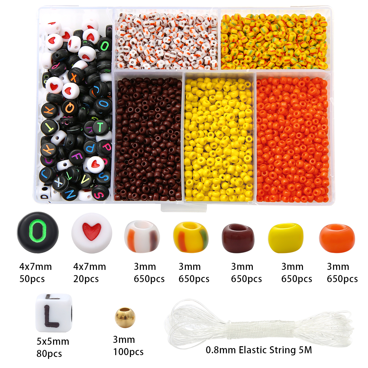 3500Pcs 3mm Charm Czech Glass Seed Beads Box Set Flat Alphabet Letter Beads For DIY Bestie Couple Bracelet Necklace Jewelry Making Accessories