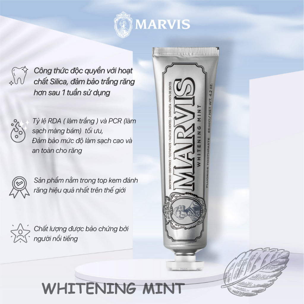 [MARVIS.VN- NHẬP KHẨU] Kem Đánh Răng MARVIS Whitening Mint 85ML