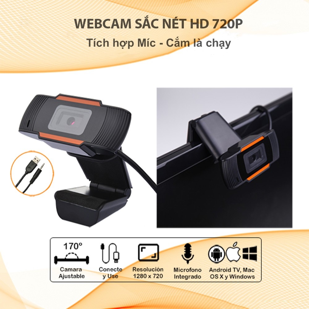 (BH12T) Webcam Có Mic - Webcam Máy Tính 720P Dùng Cho PC , Laptop - Bảo Hành 12 Tháng
