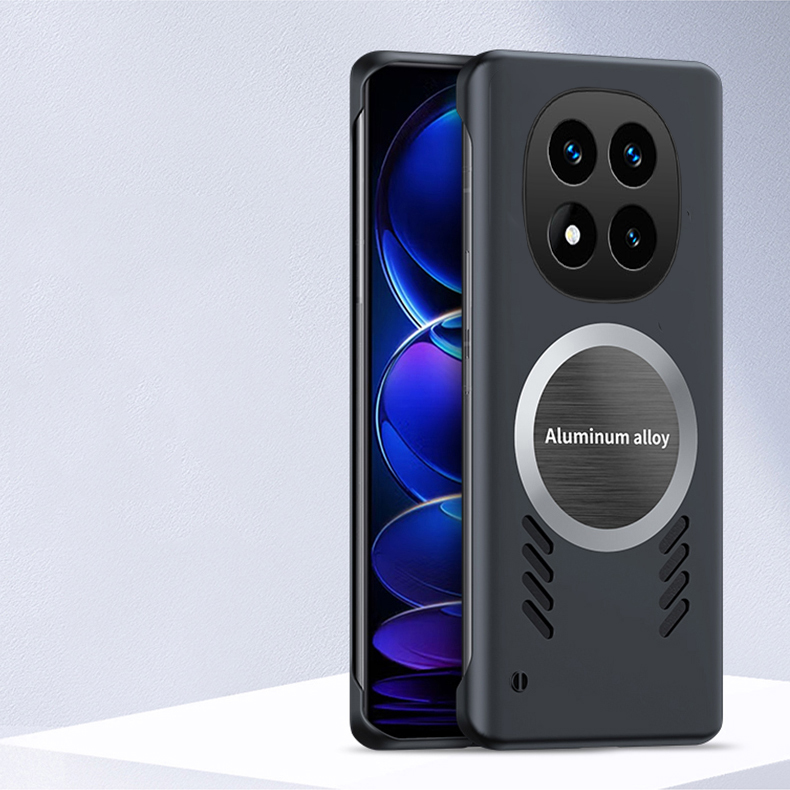 Phone case For Redmi Note 14 Pro+ Back cover Thin Frameless Case Clear Matte Rimless Adsorb Ring Holder Radiating Cover For Redmi Note 14 Pro Cover cases. 