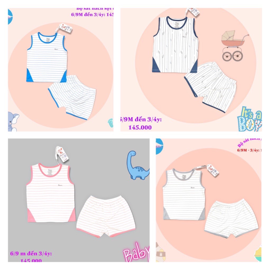[AVALER] Bộ sát nách sợi tre sz 6/9m đến 3/4y