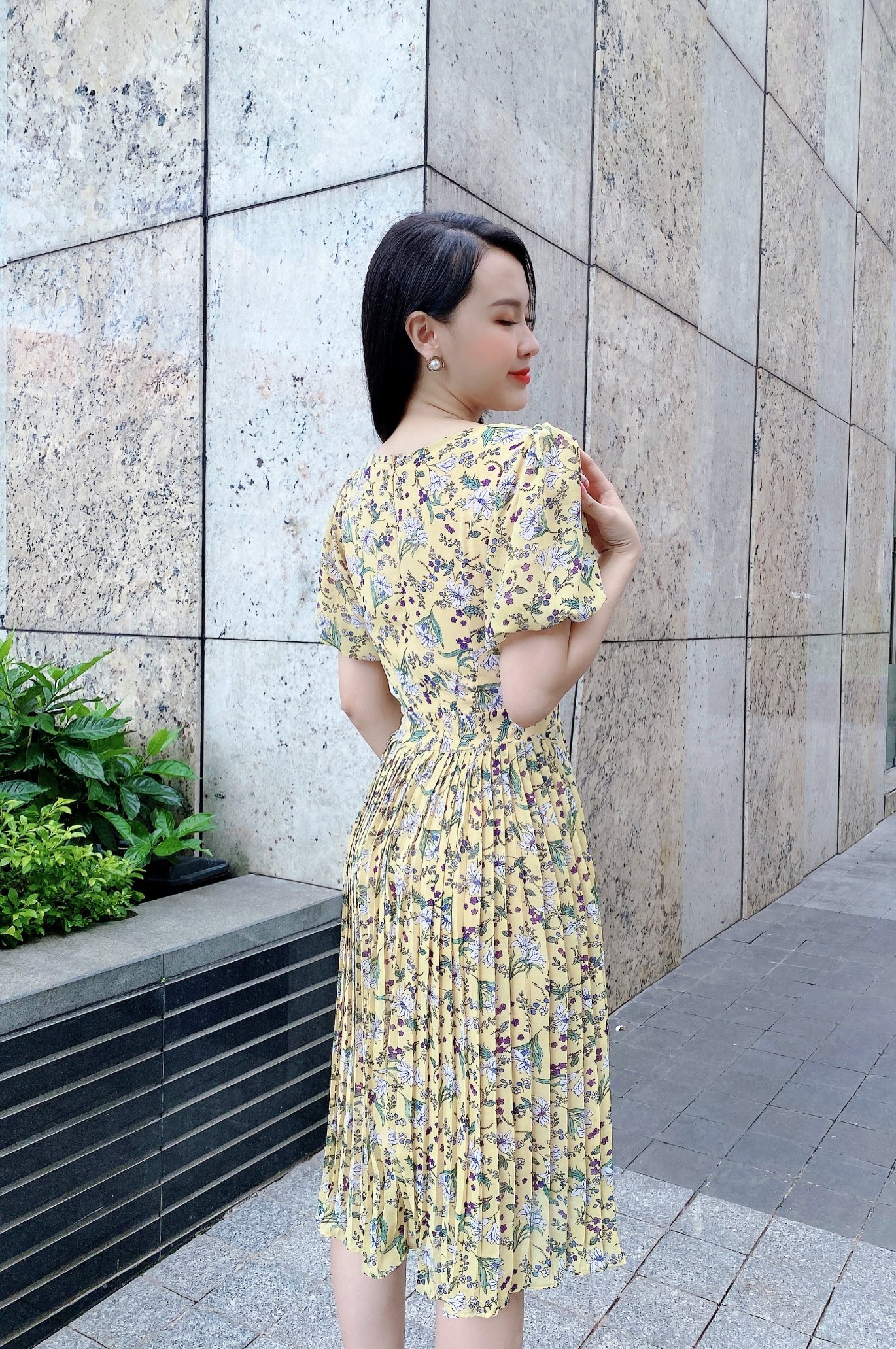 ĐẦM HOA PHỐI DẬP LY TAY LỒNG ĐÈN - DAM 0019