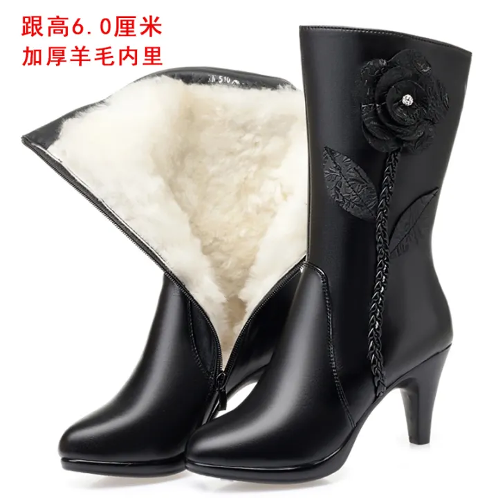 Fashion waterproof mid height heel boots Clearance