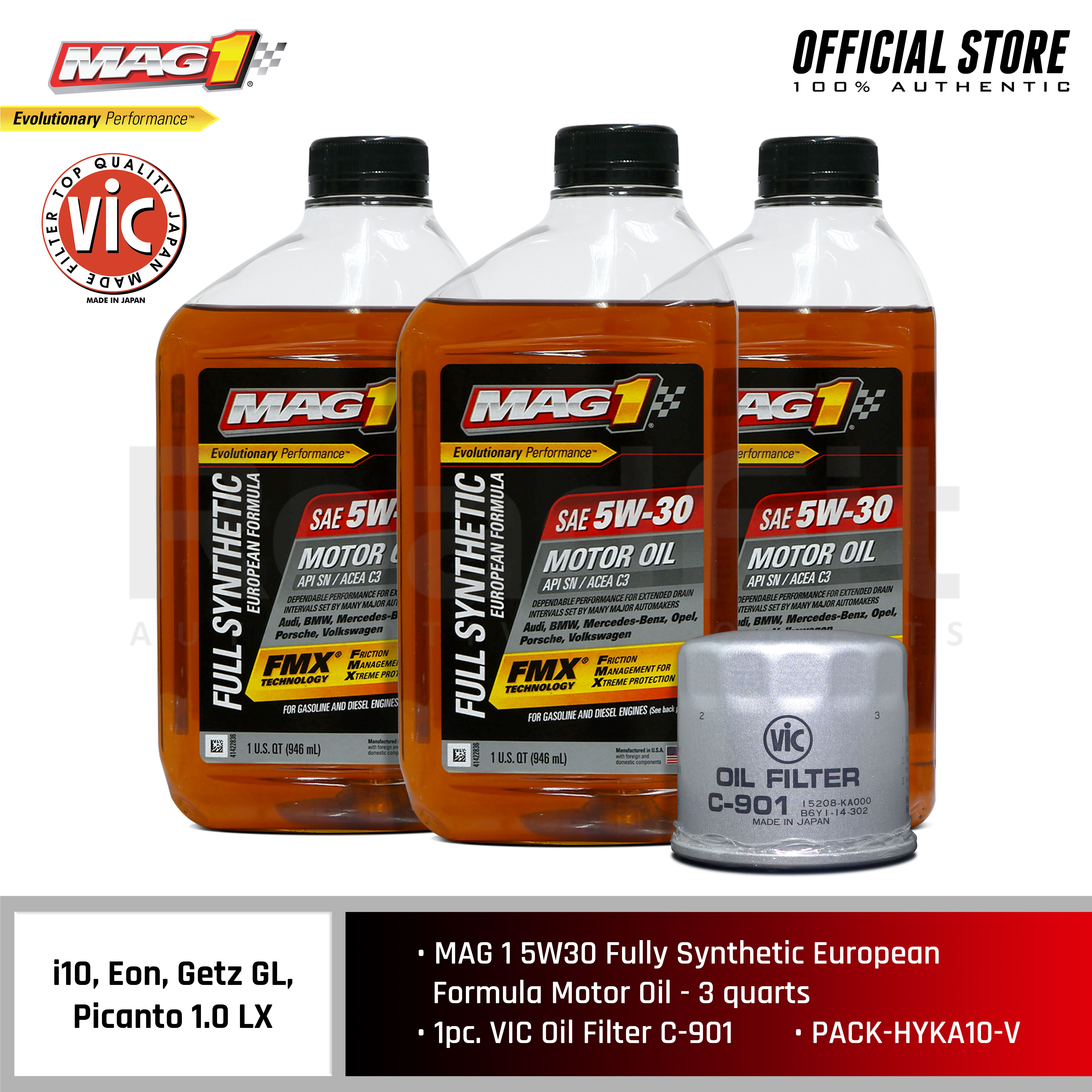 VIC Oil Filter C901 + MAG 1 5W30 Fully Synthetic European Formula Car