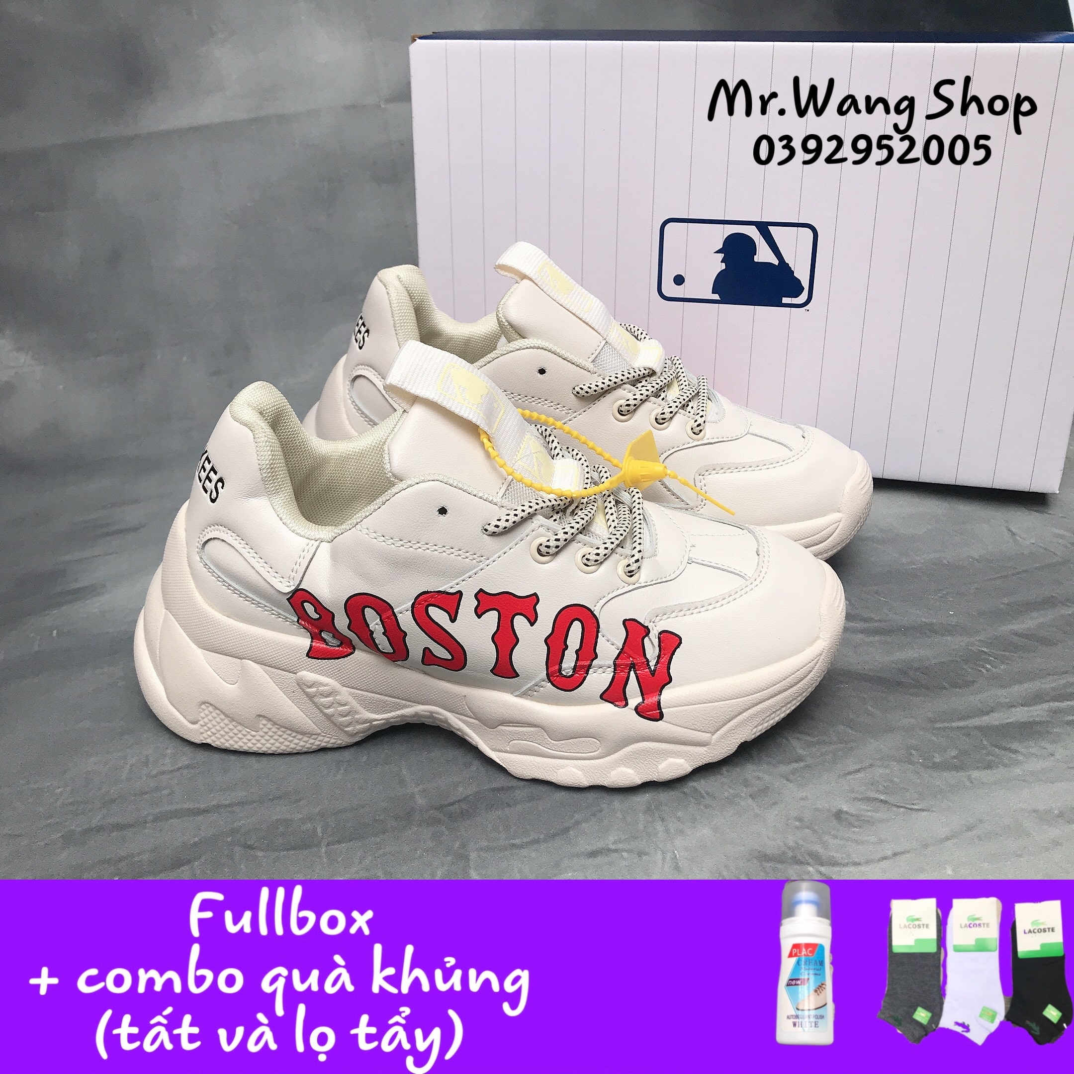 [Fullbox + Tất + Lọ tẩy trắng] Giày thể thao MLB Boston đẹp