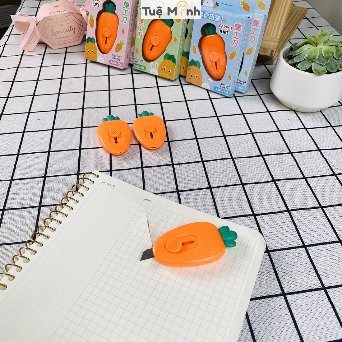 Dao rọc giấy dễ thương mini hình củ cà rốt K46 cute dao cắt giấy, VPP TUEMINH sticker