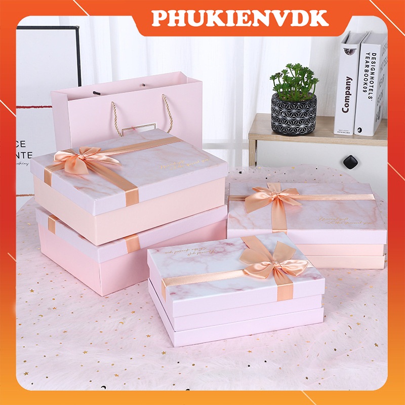 Hộp quà tặng lễ tình nhân hộp quà nơ màu hồng hộp quà sinh nhật