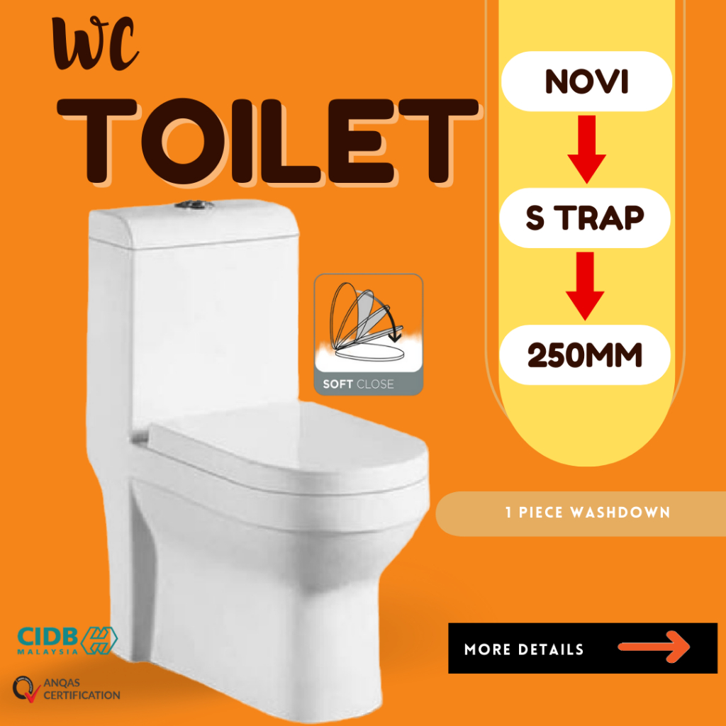 Bright Cabin S-TRAP One Piece Two Piece Toilet Washdown Water Closet ...