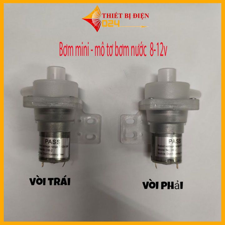 Bơm mini - mô tơ bơm nước bình thủy 8-12v vòi trái vòi phải