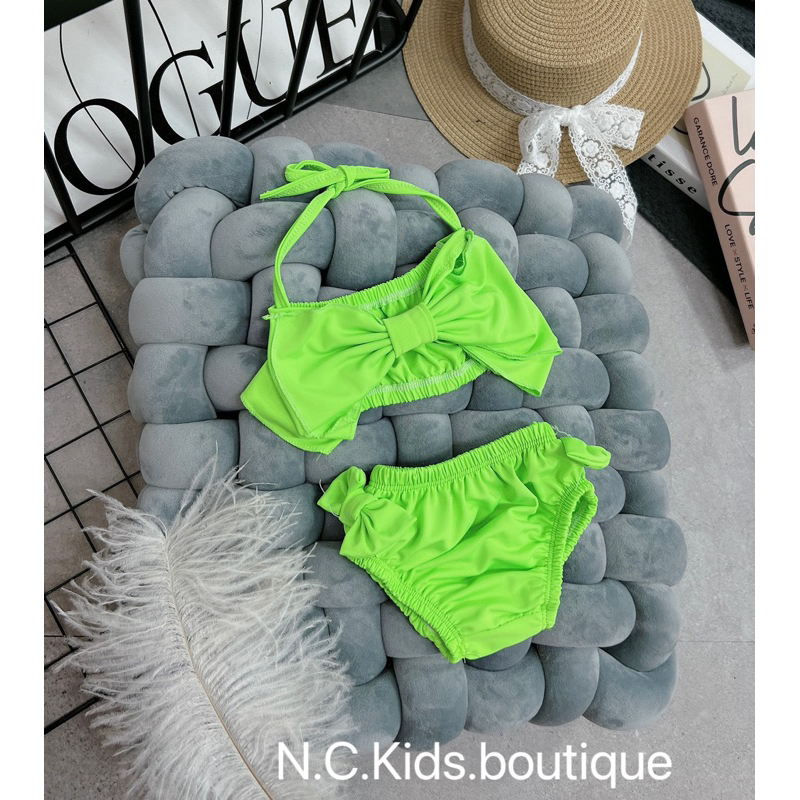 Bikini, đồ bơi 2 mảnh nơ ngực 4 màu cho bé gái