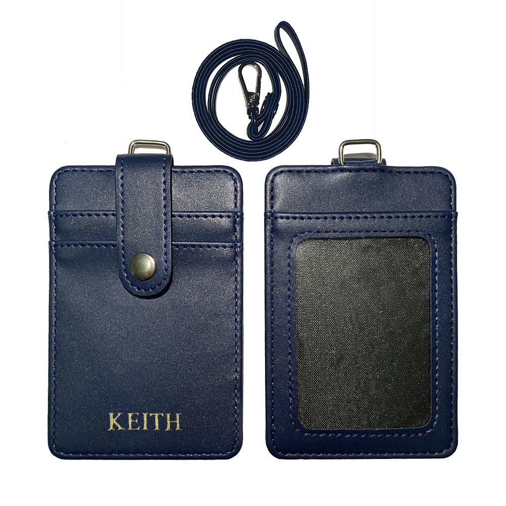 ETCHUALLY Personalised Hera ID Card holder with Leather Lanyard