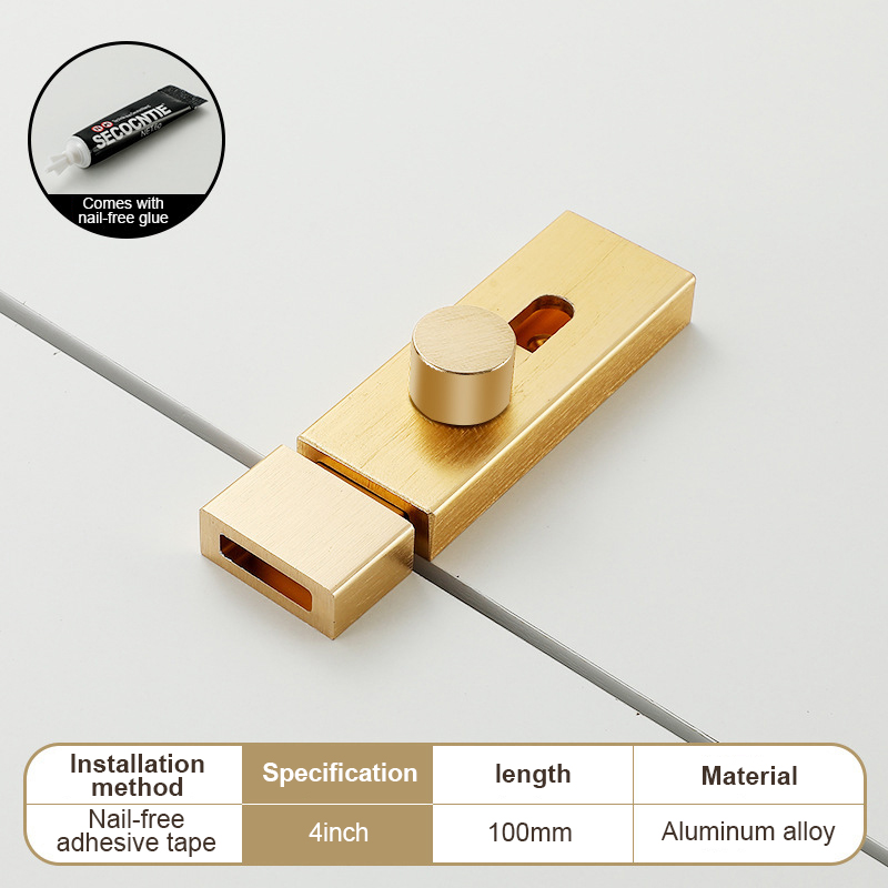 No punching aluminum alloy latch door buckle sliding door lock sliding bolt lock suitable for indoor and outdoor use