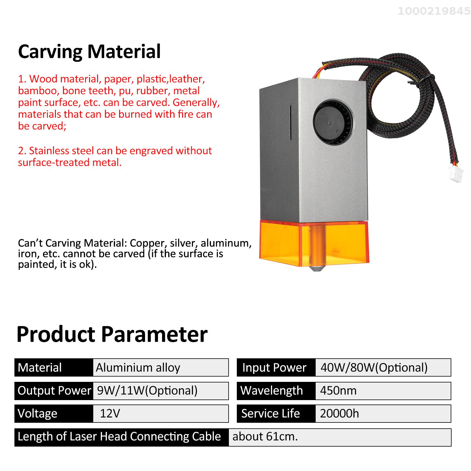 Smart Sensor 80W/40W Alloy Laser Module Laser Engraving Module Laser Head Module Built-in Air Pump with Air Auxiliary Function