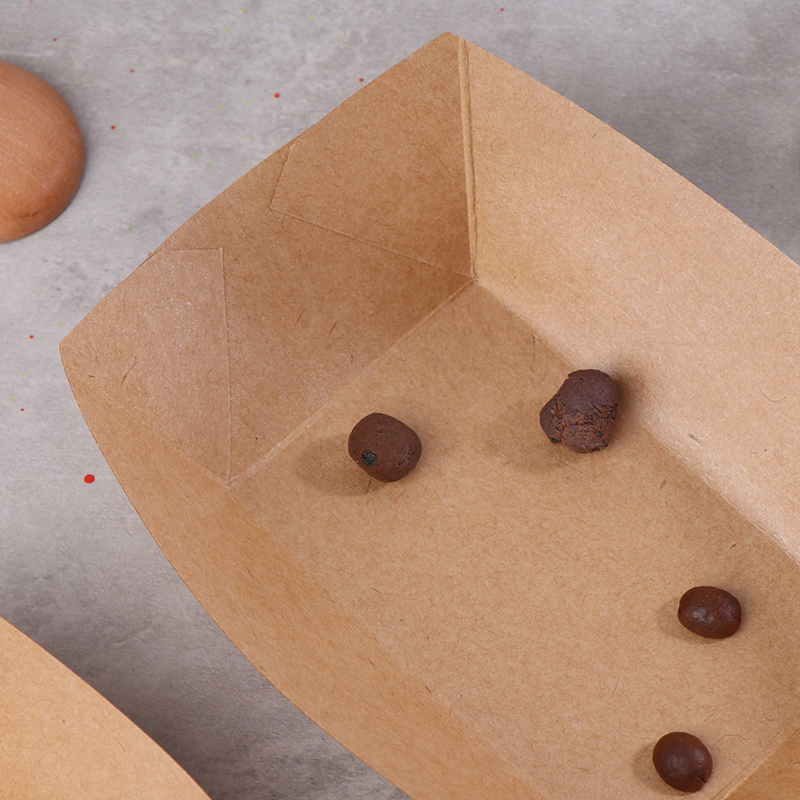 10Pcs Disposable Kraft Paper Boats Plates Tray Sushi Boat Box Coated Oil-Proof Paper Box Fried Food Packaging Box Party Supplies. 