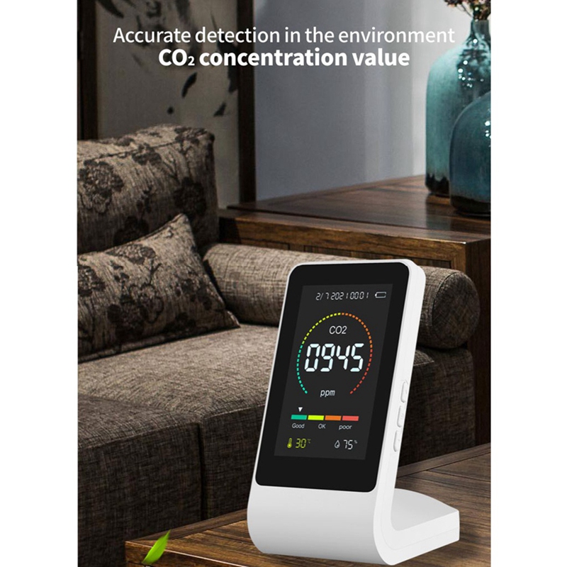 1Set 3 In1 CO2 Meter Smart Air Quality Detector Digital Temperature Humidity Sensor Tester (Black)