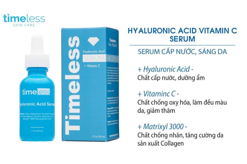 Tinh Chất Cấp Nước, Làm Sáng Da Timeless Hyaluronic Acid+C (30ml)