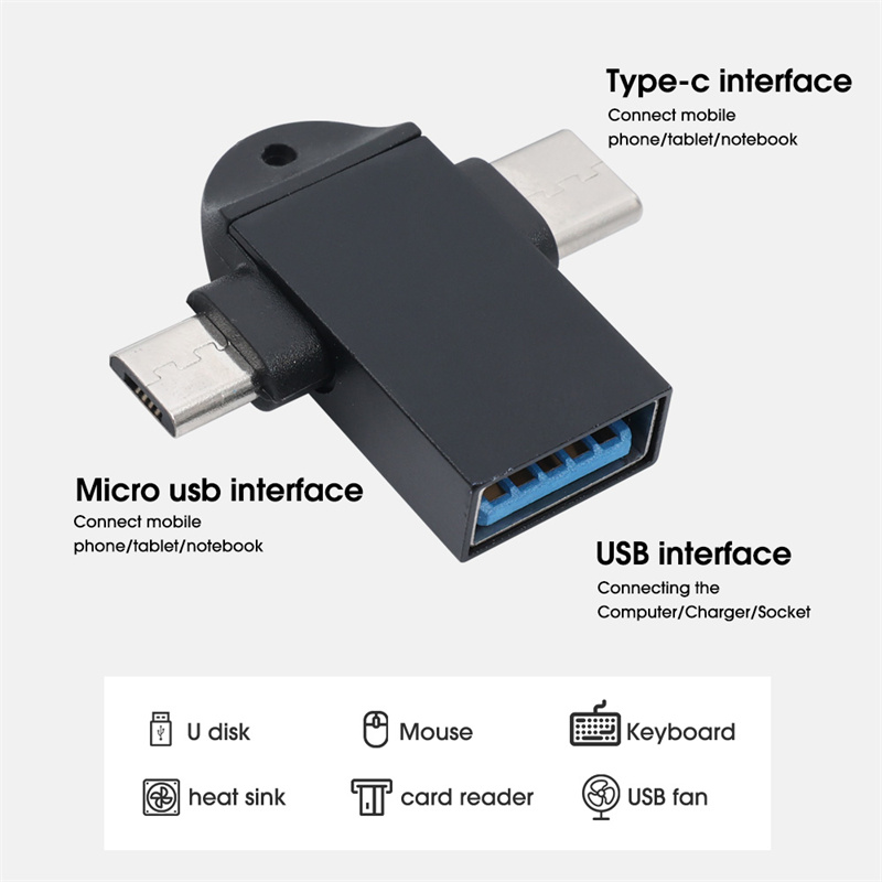 Bộ Chuyển Đổi Mini USB OTG Type-C Và Micro 2 Trong 1 Để Truyền Siêu Tốc Cho Máy Tính Xách Tay Điện Thoại Và Nhiều Thiết Bị Khác
