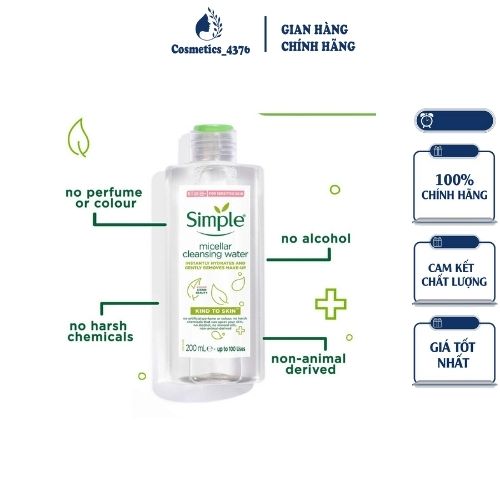 [Tem Phụ] Nước Tẩy Trang Simple Dành Cho Da Nhạy Cảm 200ml
