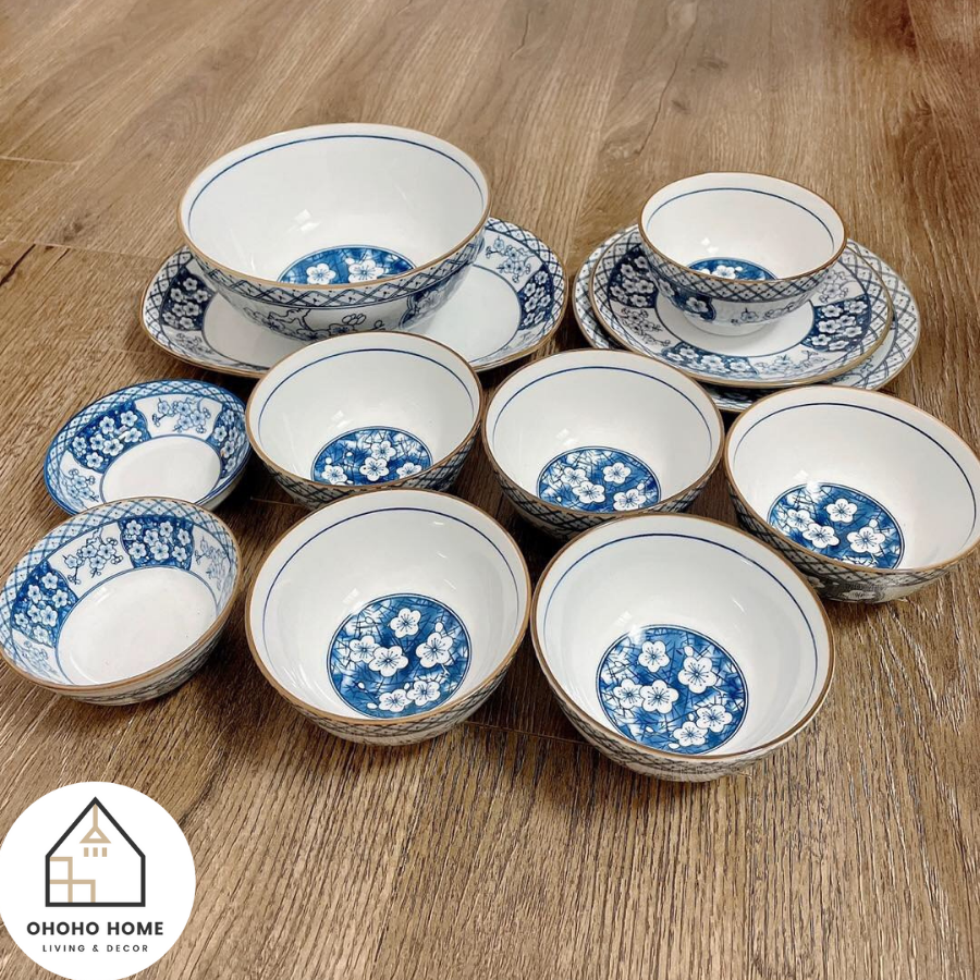 Bộ bát đĩa 10 sản phẩm bát tràng cao cấp cho gia đình nhỏ - set chén dĩa 10 sản phẩm