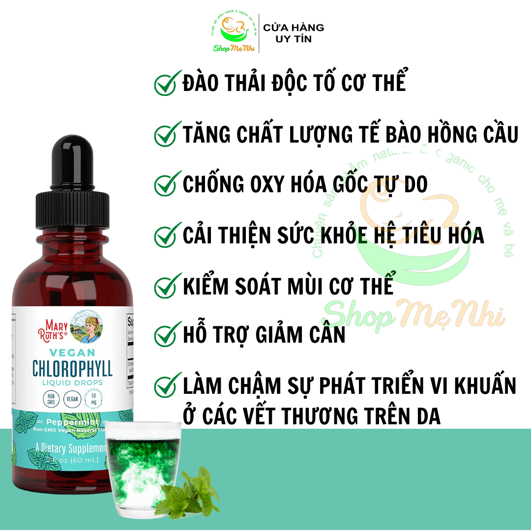 Nước diệp lục hữu cơ Chlorophyll Liquid Mary Ruth’s 60ml
