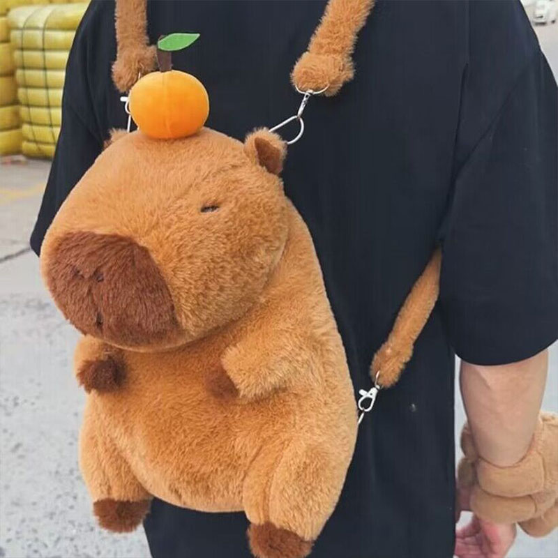 Annn Store Dễ thương capibala Ba lô phim hoạt hình Internet người nổi tiếng xấu xí và dễ thương Ba lô công suất lớn sang trọng của phụ nữ ba lô