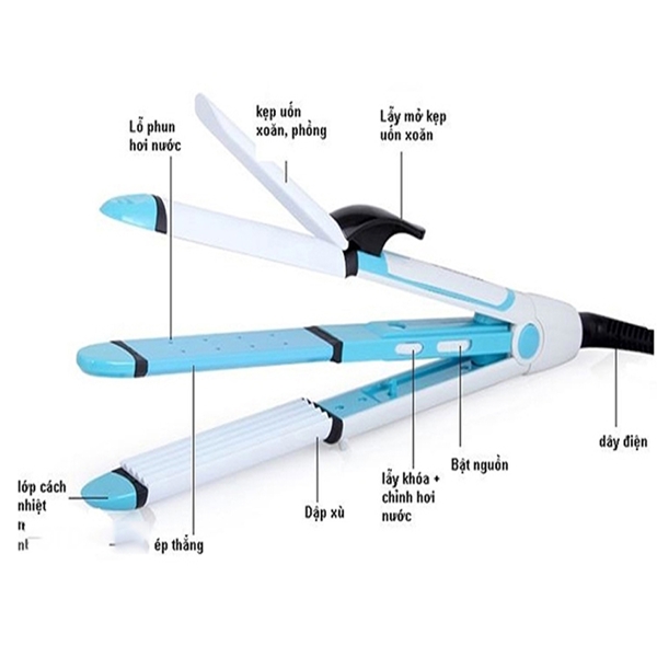 Máy Làm Tóc Đa Năng Shinon 8005 4in1 (Dập xù, uốn cụp, là thẳng, uốn xoăn lọn)