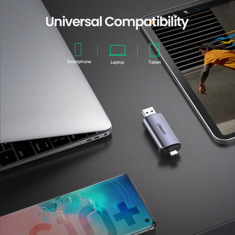 UGREEN Card Reader TF SD CF Memory Card USB 3.0 Type C 2 in 1 Portable Reader For Computer/ Laptop/Mobile Phone OTG Smart Memory SD Model:50706