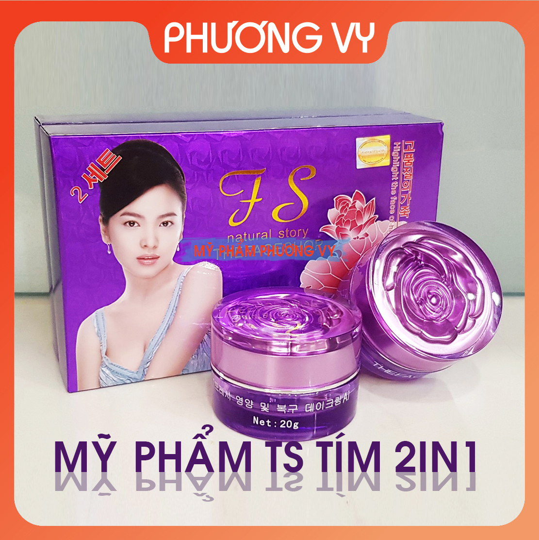 [CHÍNH HÃNG] COMBO ngày đêm The Face Shop TS tím 2in1, chuyên làm mờ nám tàn nhang và trắng da tự nhiên, mỹ phẩm TS tím.