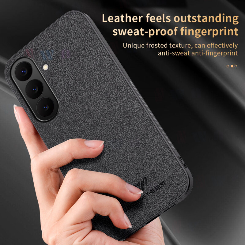 lthmy for Samsung Galaxy S26 Phone Case Luxury Leather Back Cover Matte Soft Edge Shockproof casing.