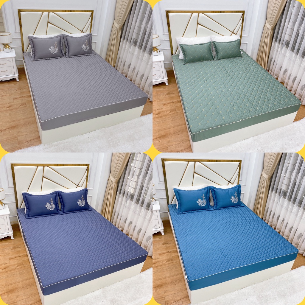 Bộ ga chun trần và 2 vỏ gối nằm phi lụa cao cấp