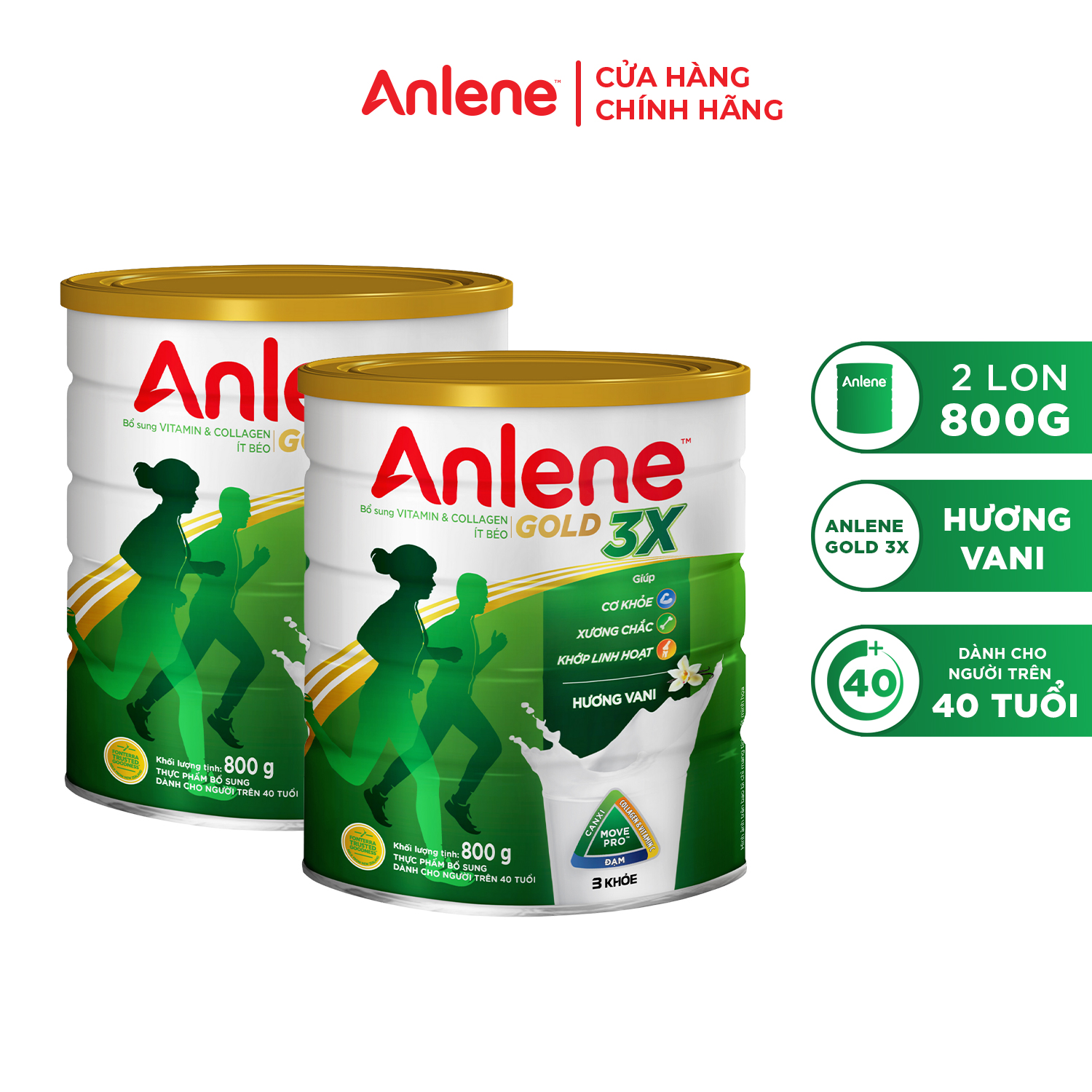 Sữa Bột Anlene Gold Movepro Hương Vanilla 800g/hộp (trên 40 tuổi)