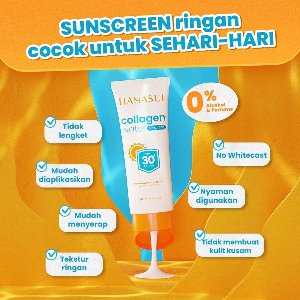 HANASUI COLLAGEN WATER SUNSCREEN (PUTIH) SPF 30 | Lazada Indonesia