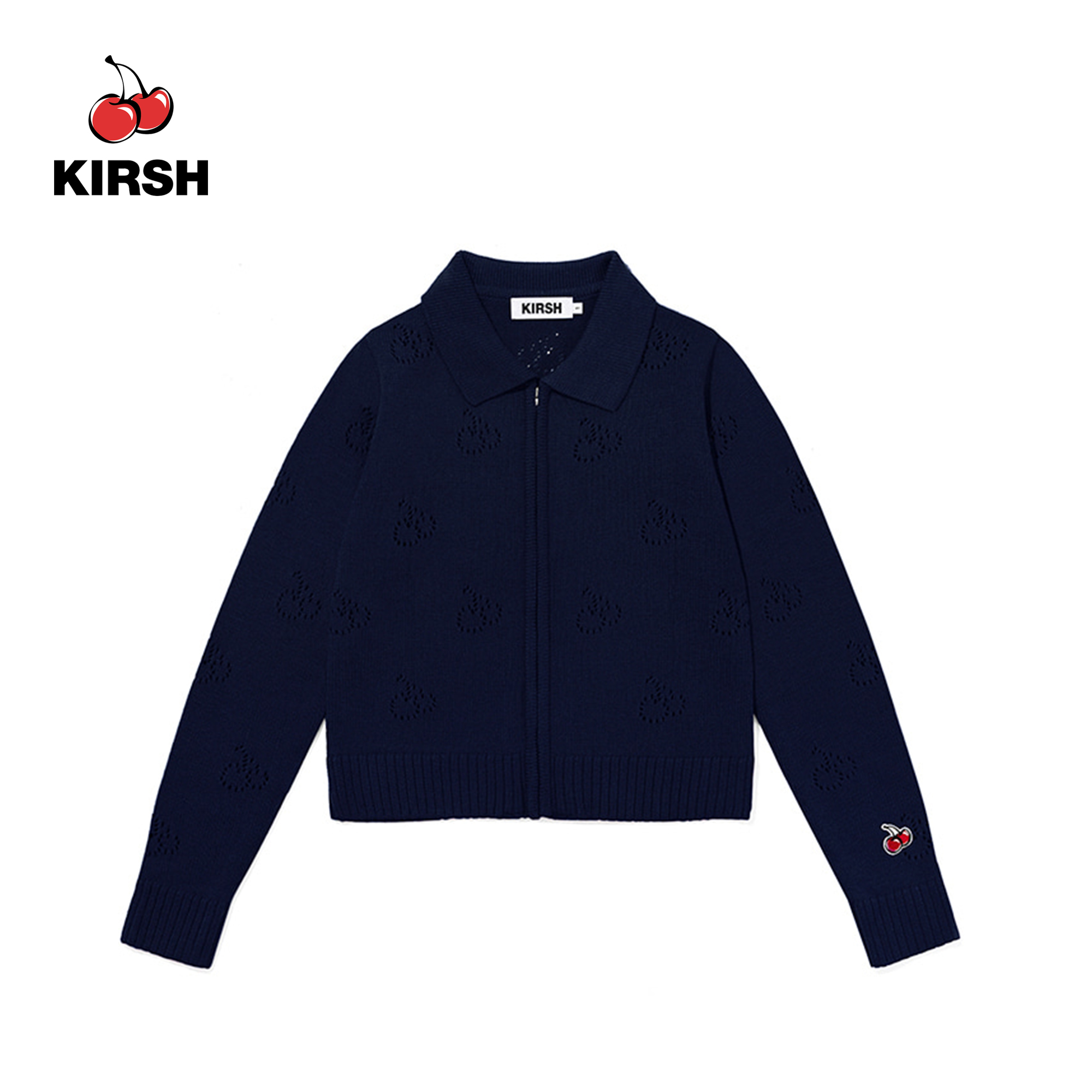 KIRSH] CHERRY COLLAR ZIP UP KNIT KS Korean Korean Style