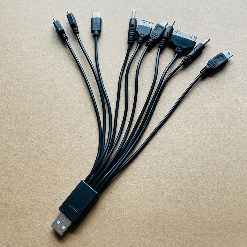 Tanhaigang32441 đa cáp cài Sạc Bộ chuyển đổi USB dữ liệu cáp cuộn dây 10 trong 1 USB đa chức năng Cáp truyền dữ liệu phổ