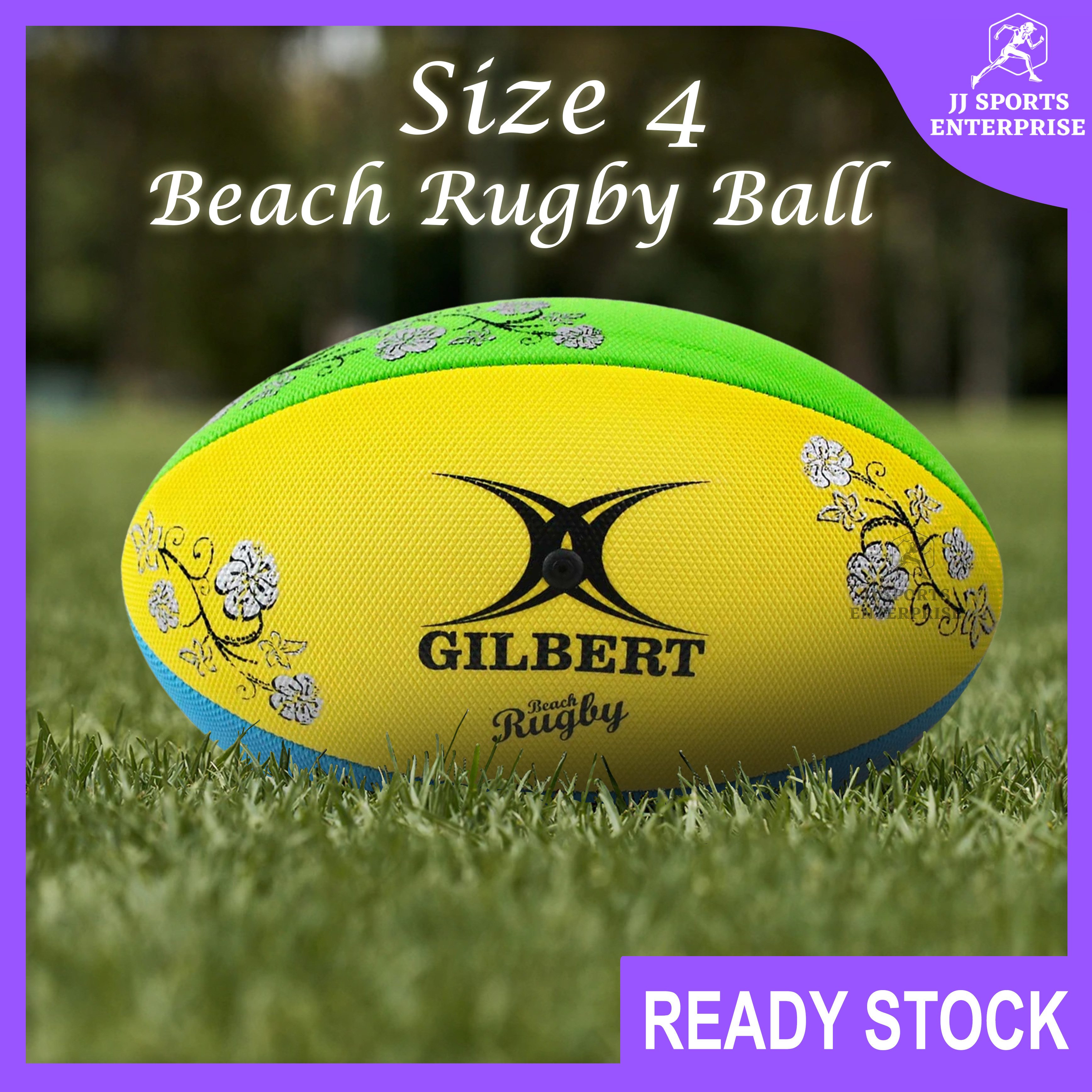 Gilbert Beach Rugby Ball Size 4 Multicolour Bola Ragbi Bola Sukan Bola