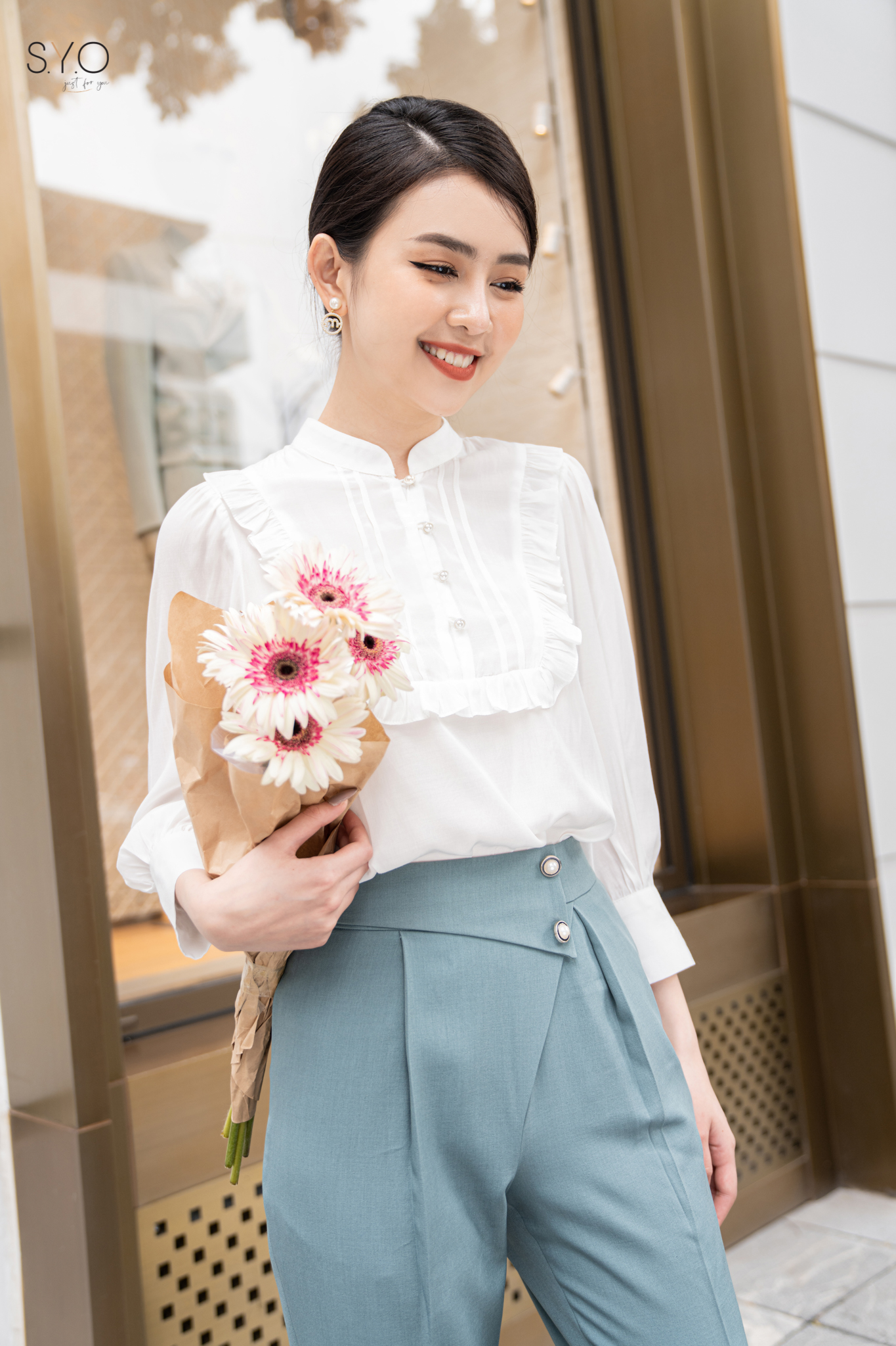 Áo sơ mi bèo ngực cổ tàu A1032-22