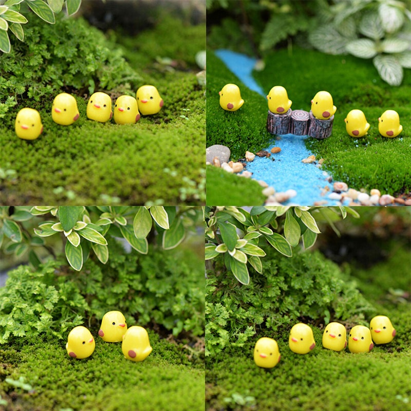 Maraa 5 Cái Mini Gà Vàng Micro Khu Vườn Cổ Tích Trang Trí Thu Nhỏ Succulents Terrariums Figurines Đồ Chơi...