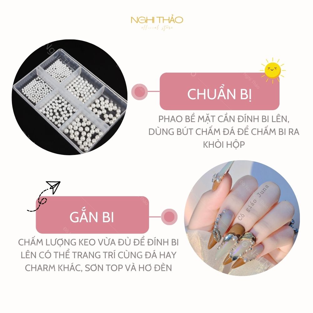Ngọc trai nhựa nail set trang trí móng