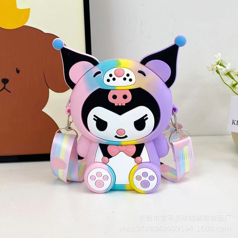 Túi đeo chéo cho bé silicon KUROMI Sanrio dễ thương cá tính mẫu mới nhất siêu hot 2024
