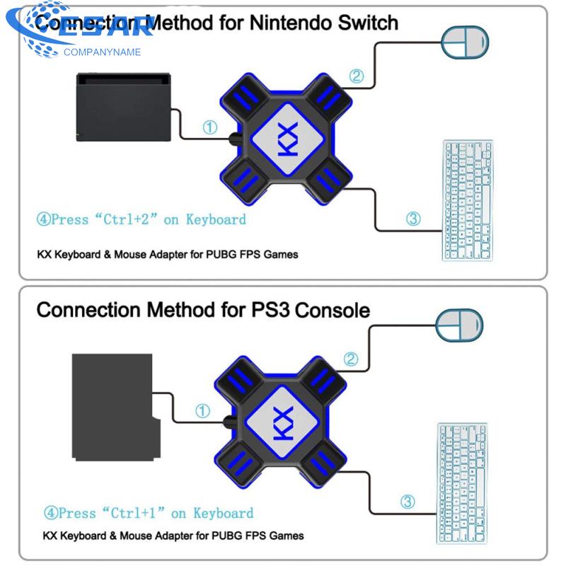 KX USB Game Controller Converter Keyboard Mouse Adapter for Switch/Xbox/PS4/PS3