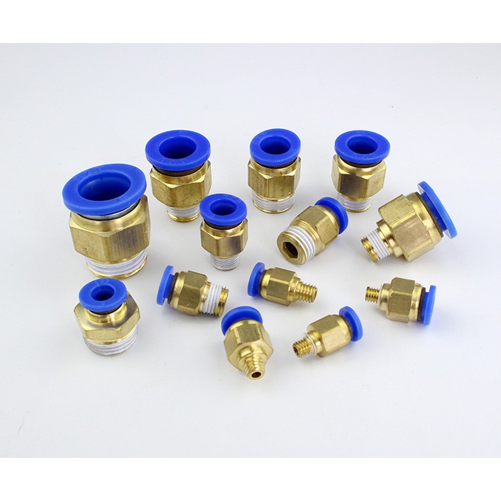 ข้อต่อลม FITTING แบบสวมสายลม เกลียวนอกทองเหลือง SPC 4 มิล 6 มิล 8 มิล10