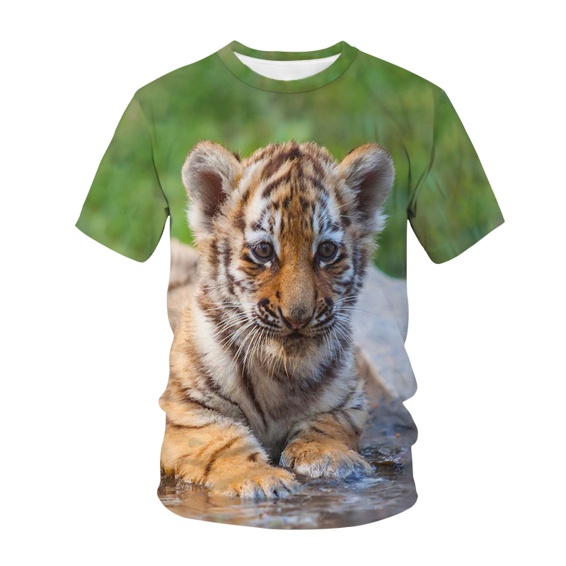 Funny Printing T-shirt Animal Tiger Cat 3D Printed Kids T Shirt
