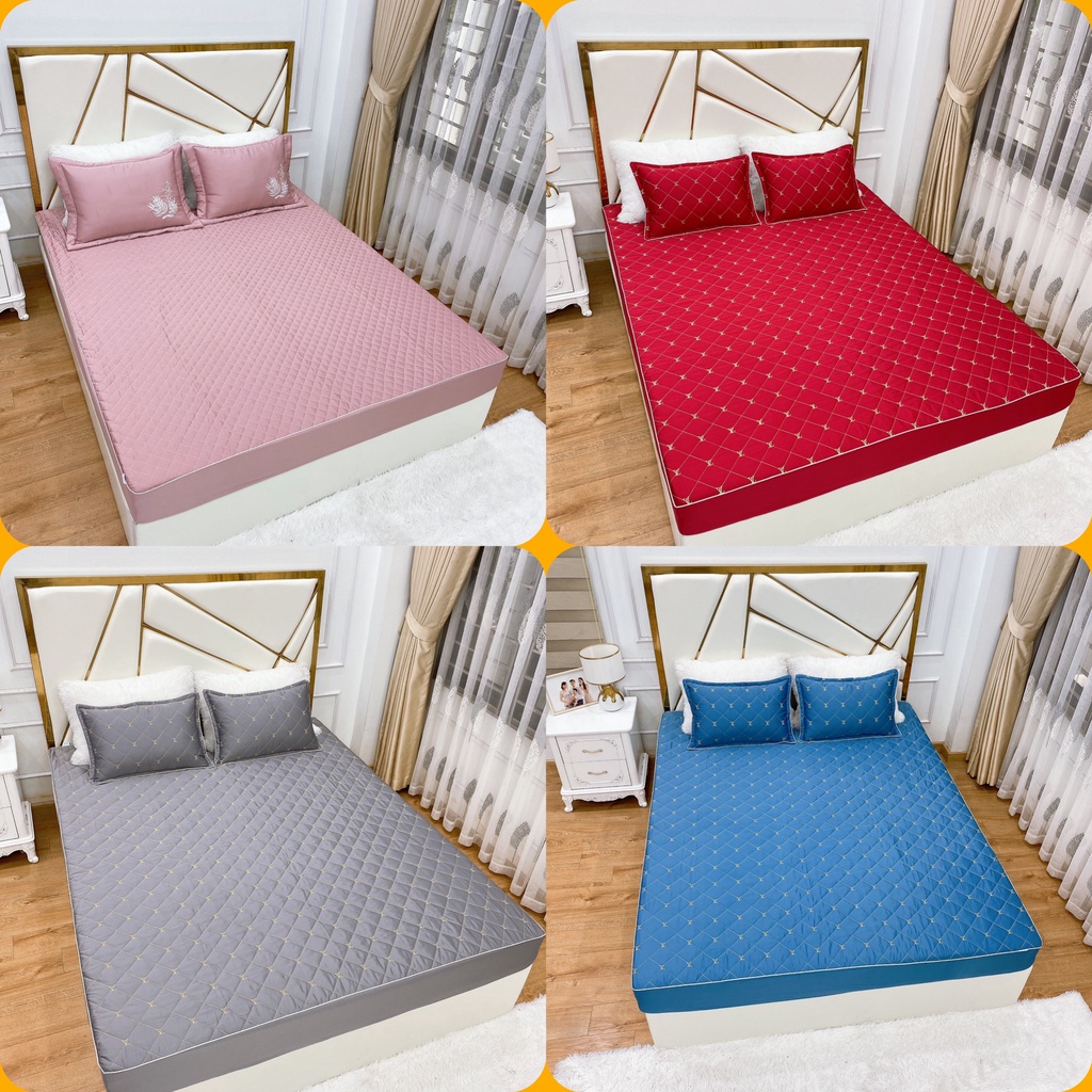 Bộ ga chun trần và 2 vỏ gối nằm phi lụa cao cấp