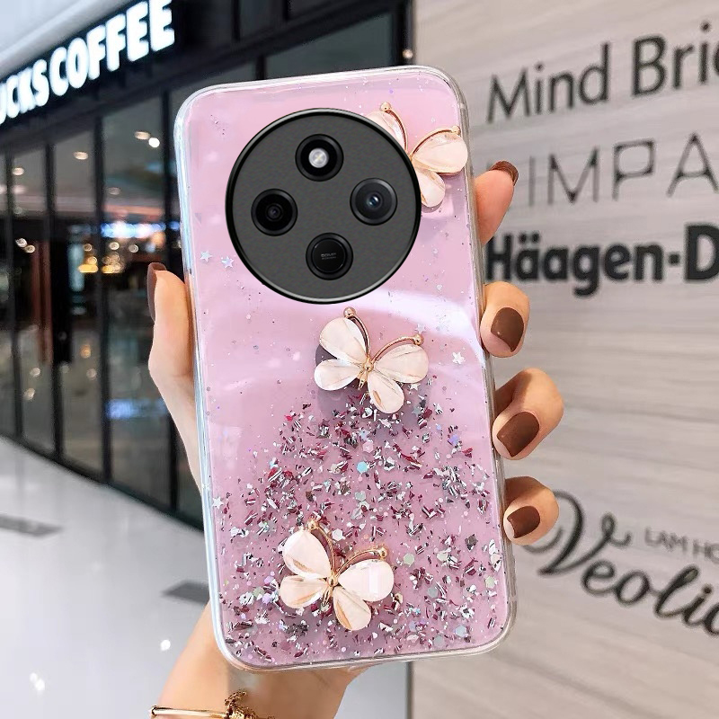 New Phone case Redmi 14C Back cover Sparkling Star Moon Soft Silicone Transparent Butterfly Pattern Anti Drop for Xiaomi Redmi 14C case. 