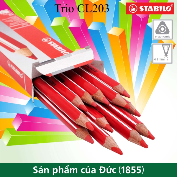 Hộp 12 cây bút chì màu STABILO Trio (đỏ)