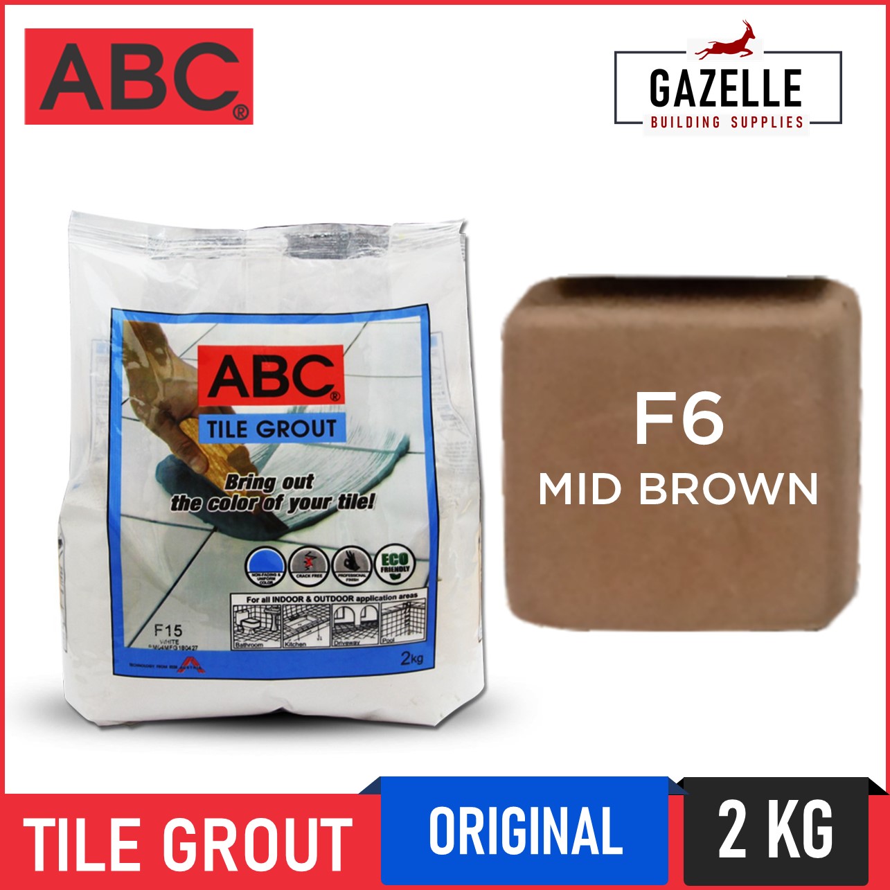 ABC Tile Grout Original Bonding Solution 2kg Mid Brown F6 Lazada PH