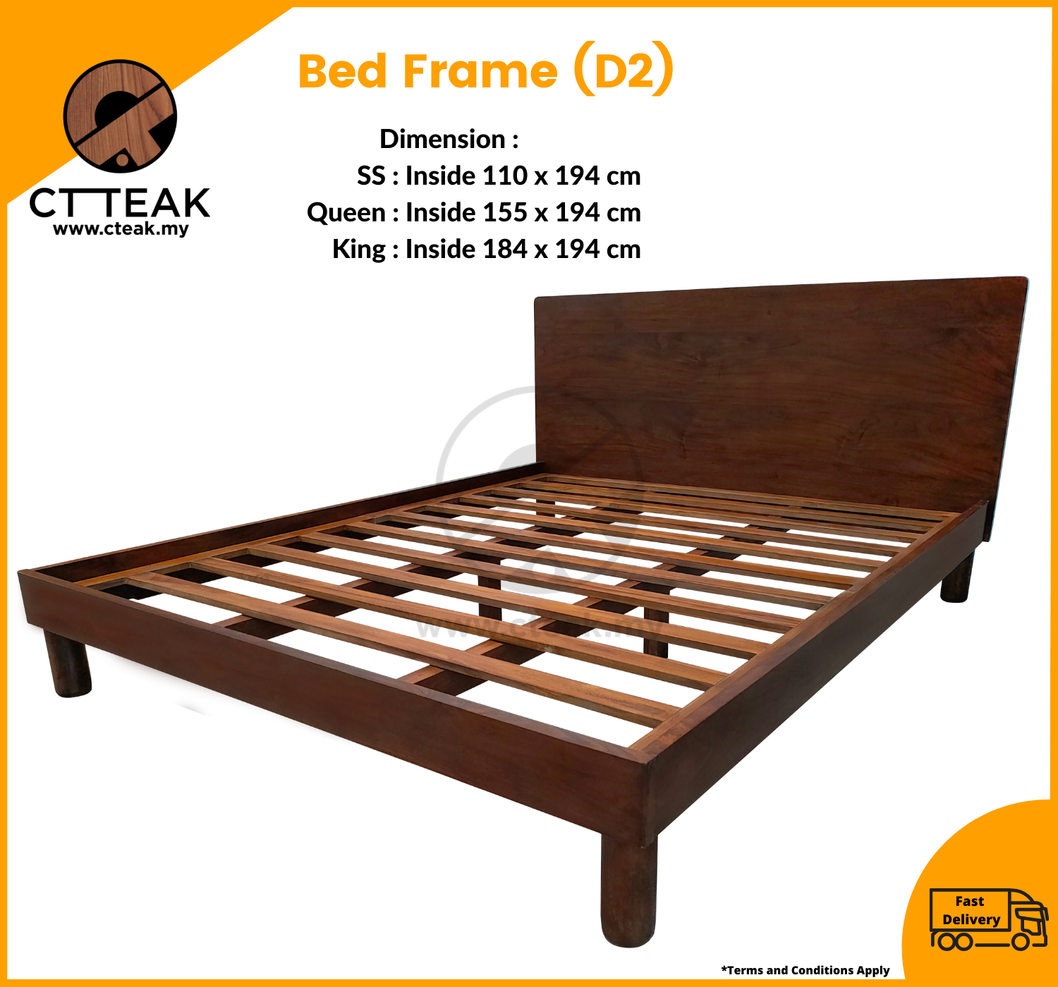 CT Teak Furniture Jati / Teak Wood Bed Frame (D2) 100 Solid Teak