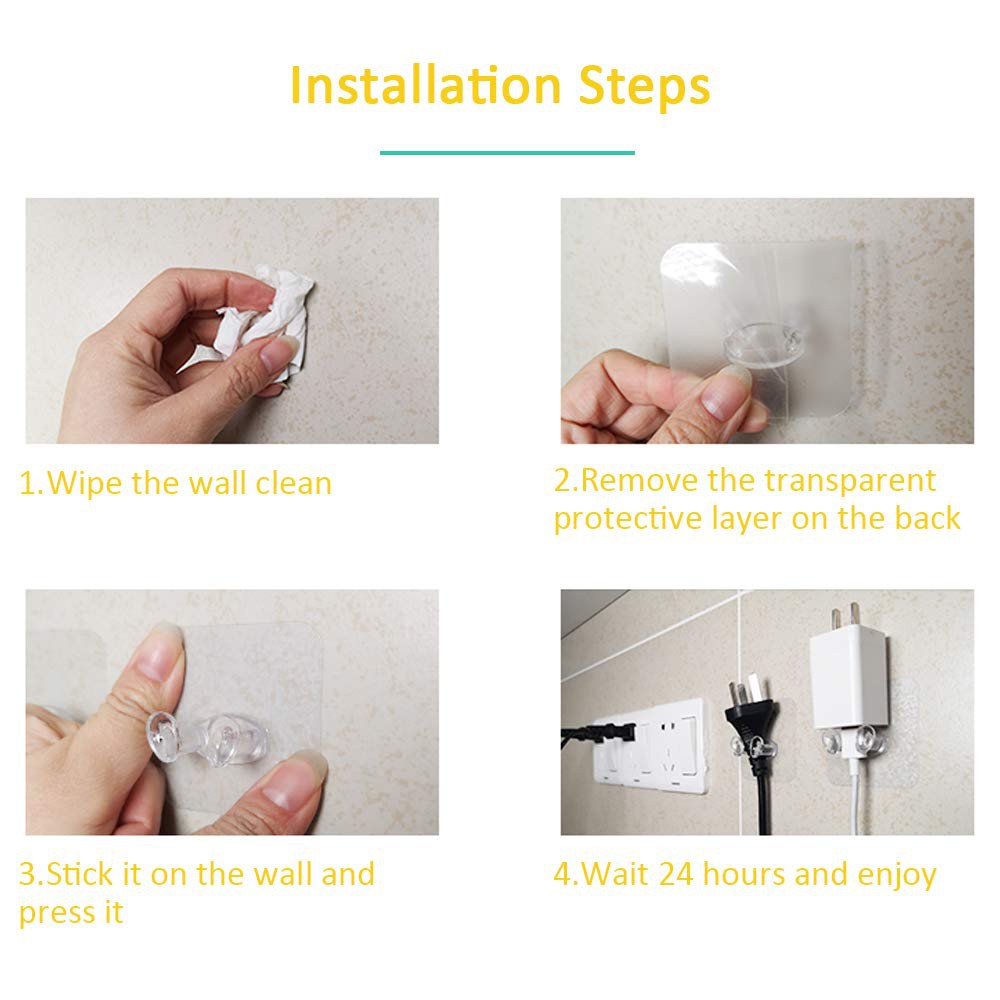 1/10/20Pcs Clear Strong Plug Hooks Adhesive Multi Purpose Transparent Plastic Pasting Hook
